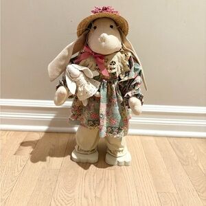 Vintage Floral Dress Bunny Plush with Hat